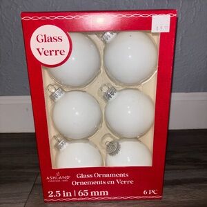 Ashland White Glass Ball Ornaments - 6 Pack